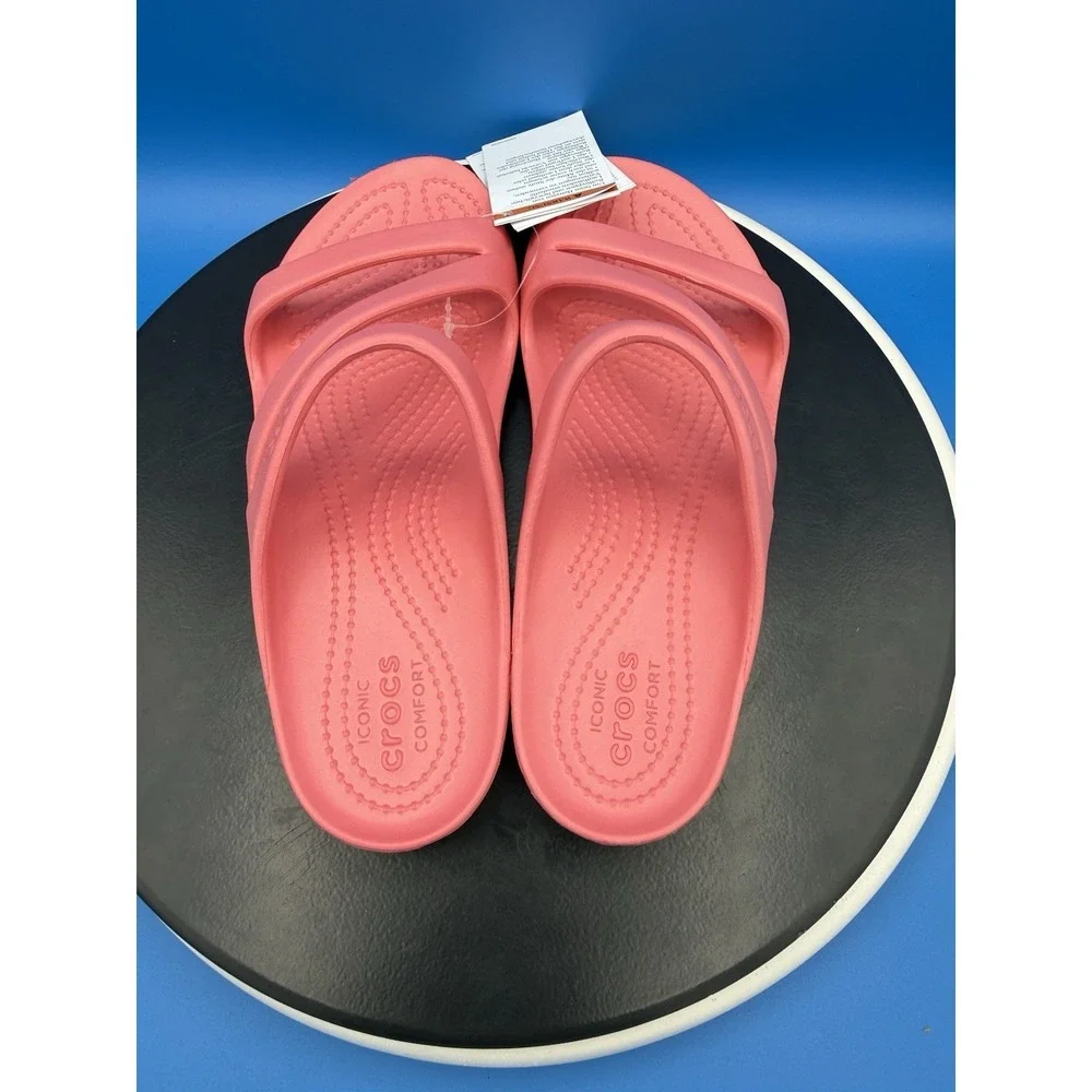 CROCS Kadee ll Womens Size 9 Electric Pink Strappy Comfort Slip On Sandals Shoes - Picture 6 of 11